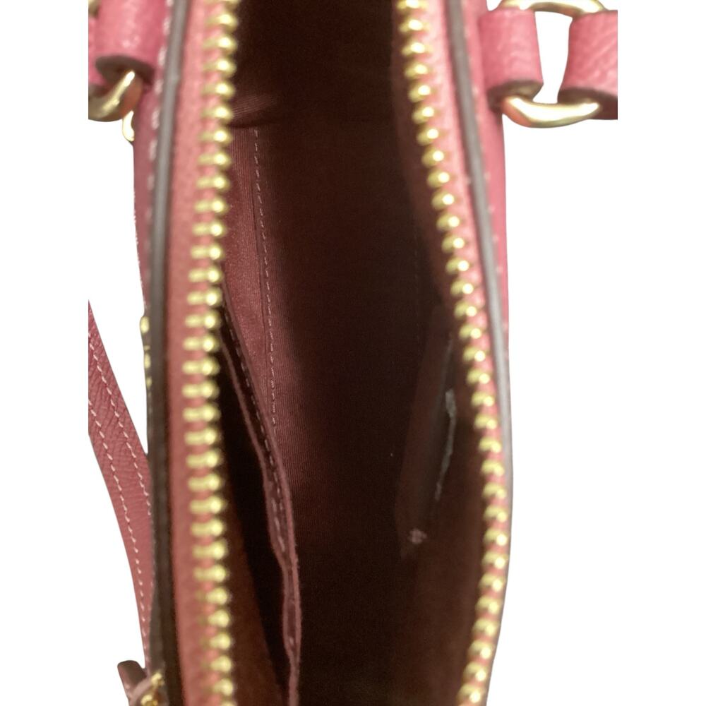 NWT Coach Mini Gallery Tote/ Crossbody Leather Zipper Closure Logo Bag Tag Pink - Picture 8 of 13